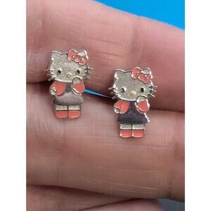 Hello Kitty JCM Sterling Silver 925 Pink Enamel Earrings